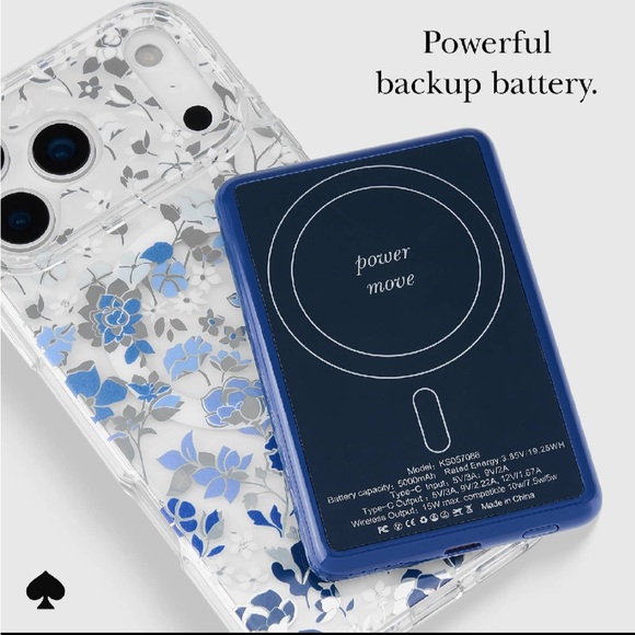 Kate Spade New York Flowerbed Blue MagSafe Battery Pack - Picture 7 of 7